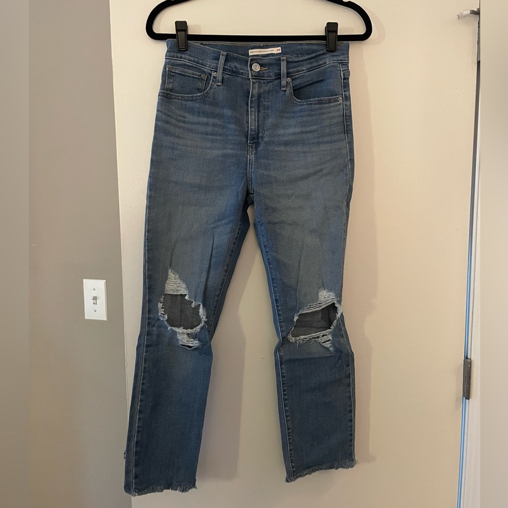 Levi’s High Rise Straight Crop Denim Jeans Size 28